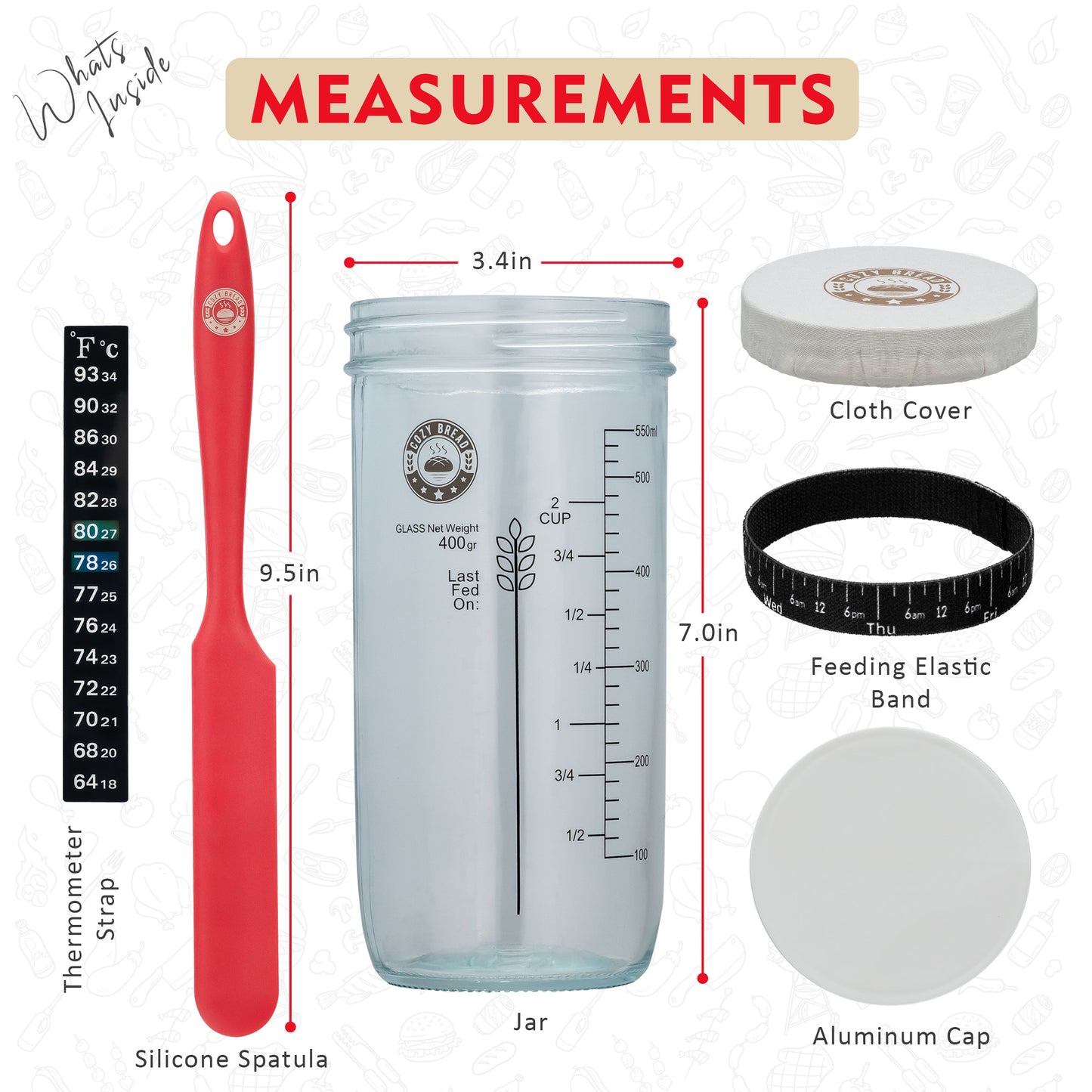 cozybread sourdough starter jar measurements