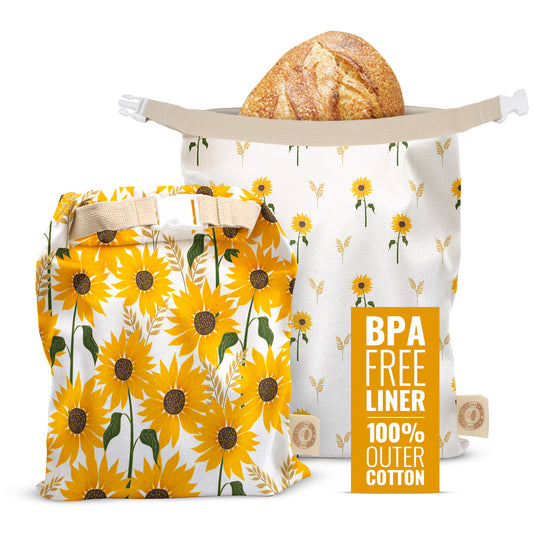Cozy Bread Reusable Bread Bag Set for Home Bakers | USA Brand | Charming Bread Designs (Bread) - Cozy Bread