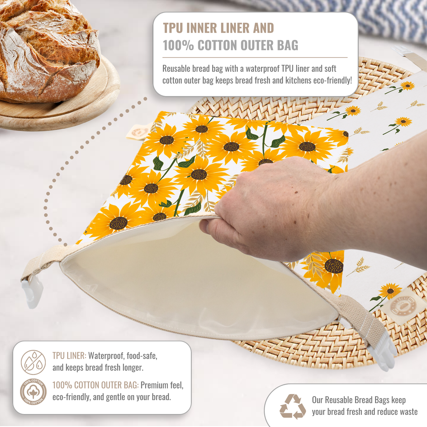 Cozy Bread® Reusable Bread Bag Set | Premium Quality